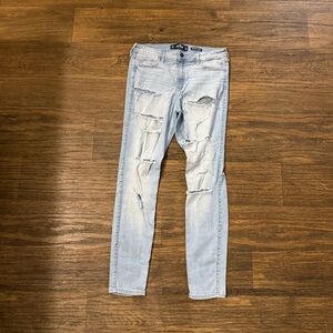 Hollister High Rise Light Blue Distressed Women Jeans Size 13R